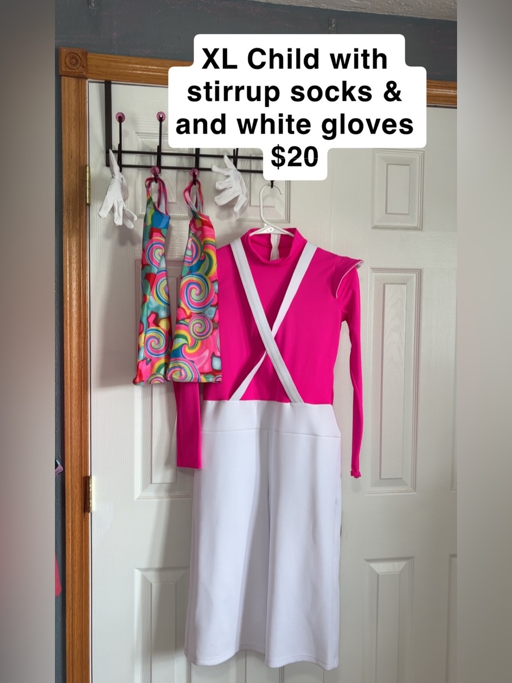 Women's Pink Stirrup Jumpsuit with White Skirt Detail